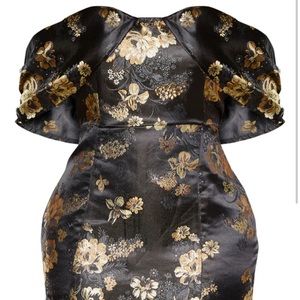 Shape Black Floral Bardot Bodycon Dress